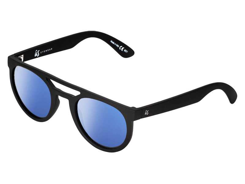 The Neos - Sunglasses in Matte Black Grey Blue Chrome Lenses #matte-black-grey-blue-chrome-lenses