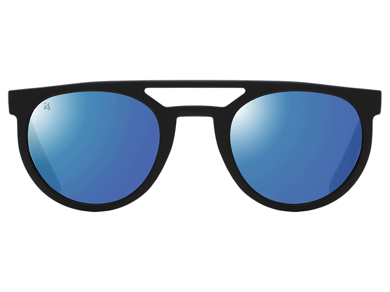 The Neos - Sunglasses in Matte Black Grey Blue Chrome Lenses #matte-black-grey-blue-chrome-lenses